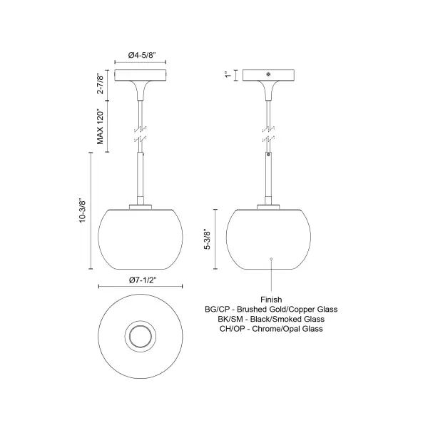 Samar 8-Inch Pendant Light in Chrome with Opal Glass - Image 12