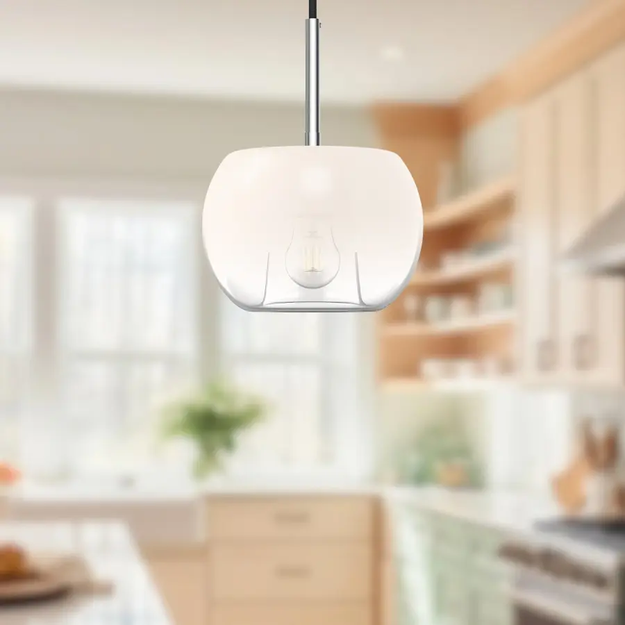 Samar 8-Inch Pendant Light in Chrome with Opal Glass - Image 7