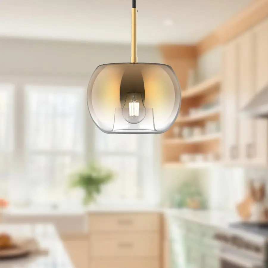 Samar 8-Inch Pendant Light in Chrome with Opal Glass - Image 9