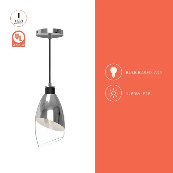 Capri 5-Inch Pendant in Chrome with Clear Glass - Image 6