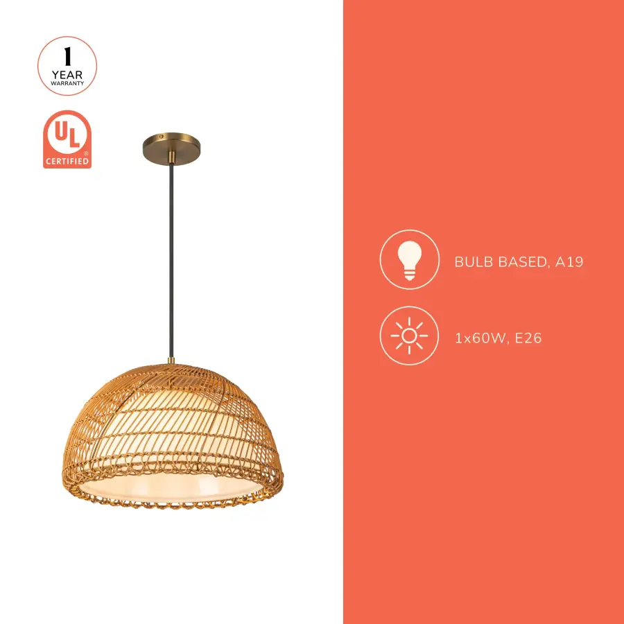 Bondi 16" Rattan Pendant Light - Image 14