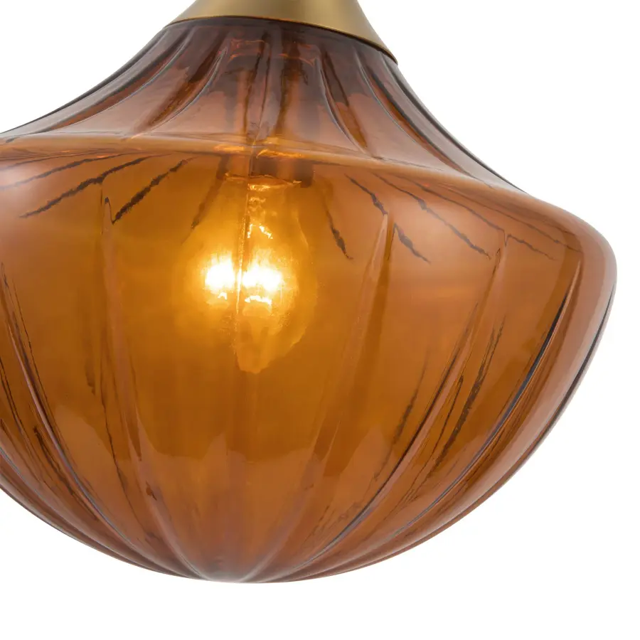 Farrah 12-Inch Pendant in Matte Black with Amber Glass - Image 12