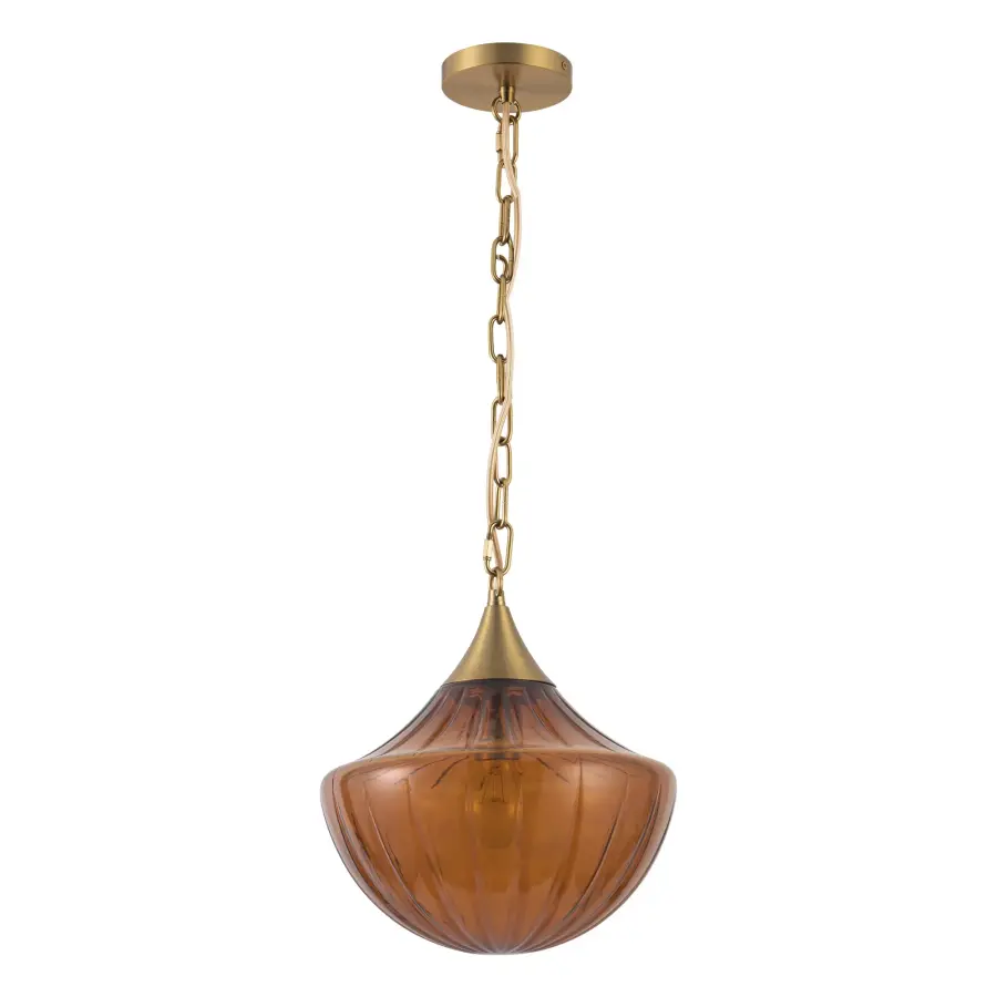 Farrah 12-Inch Pendant in Matte Black with Amber Glass - Image 13