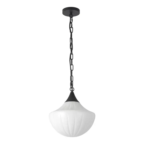 Farrah 12-Inch Pendant in Matte Black with Amber Glass - Image 16
