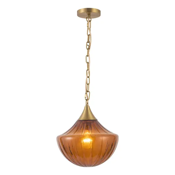 Farrah 12-Inch Pendant in Matte Black with Amber Glass - Image 7