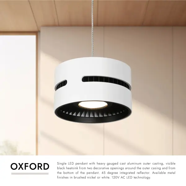 Oxford 5-Inch LED Pendant in White - Image 8