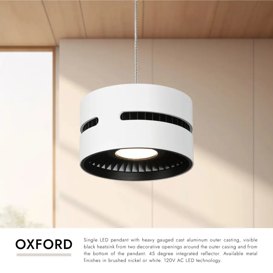 Oxford 5-Inch LED Pendant in White - Image 8