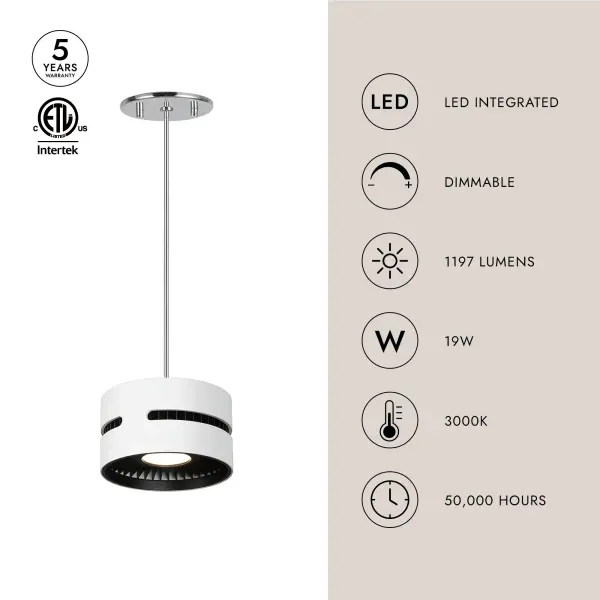 Oxford 5-Inch LED Pendant in White - Image 9
