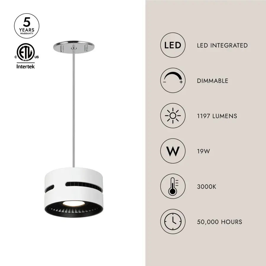 Oxford 5-Inch LED Pendant in White - Image 9