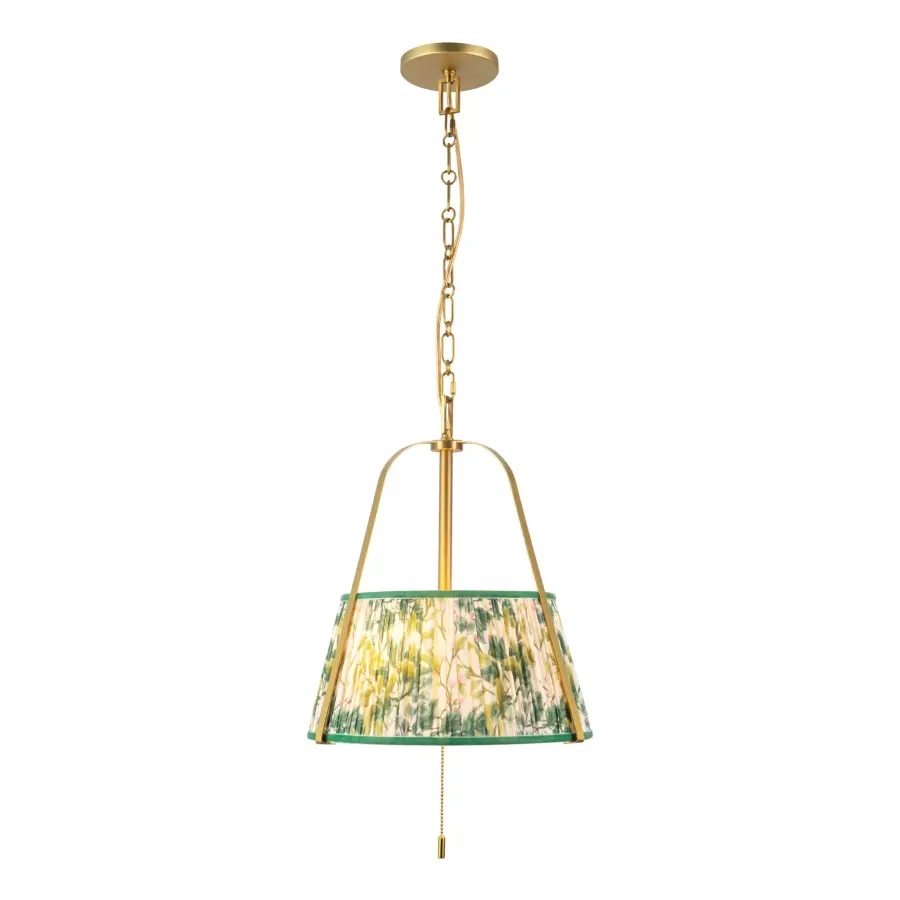 Scout 13-Inch Pendant in Matte Black with Blue Linen Shade - Image 11