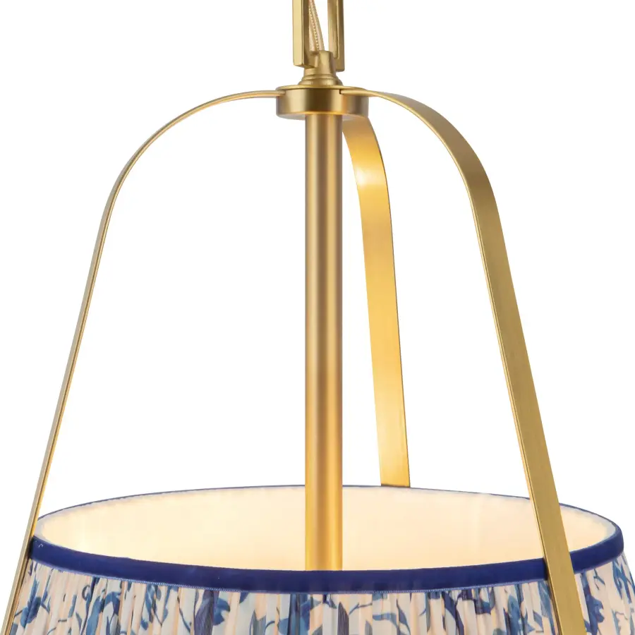 Scout 13-Inch Pendant in Matte Black with Blue Linen Shade - Image 13