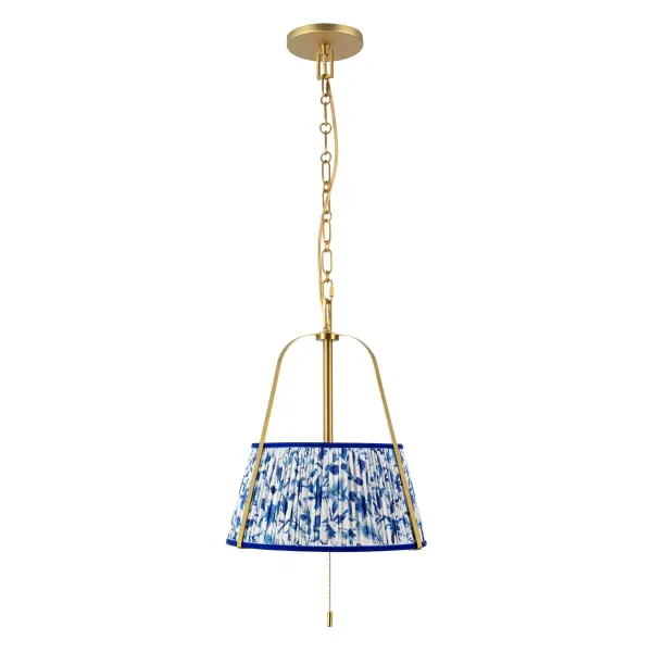Scout 13-Inch Pendant in Matte Black with Blue Linen Shade - Image 15