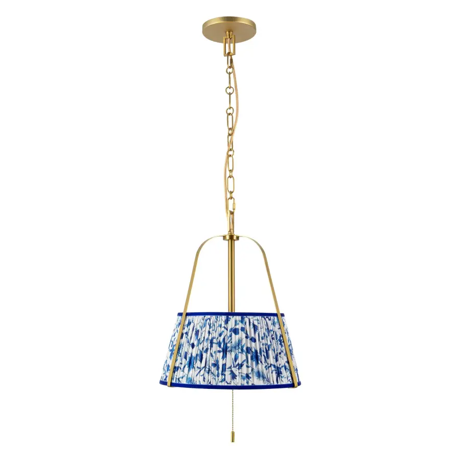 Scout 13-Inch Pendant in Matte Black with Blue Linen Shade - Image 15