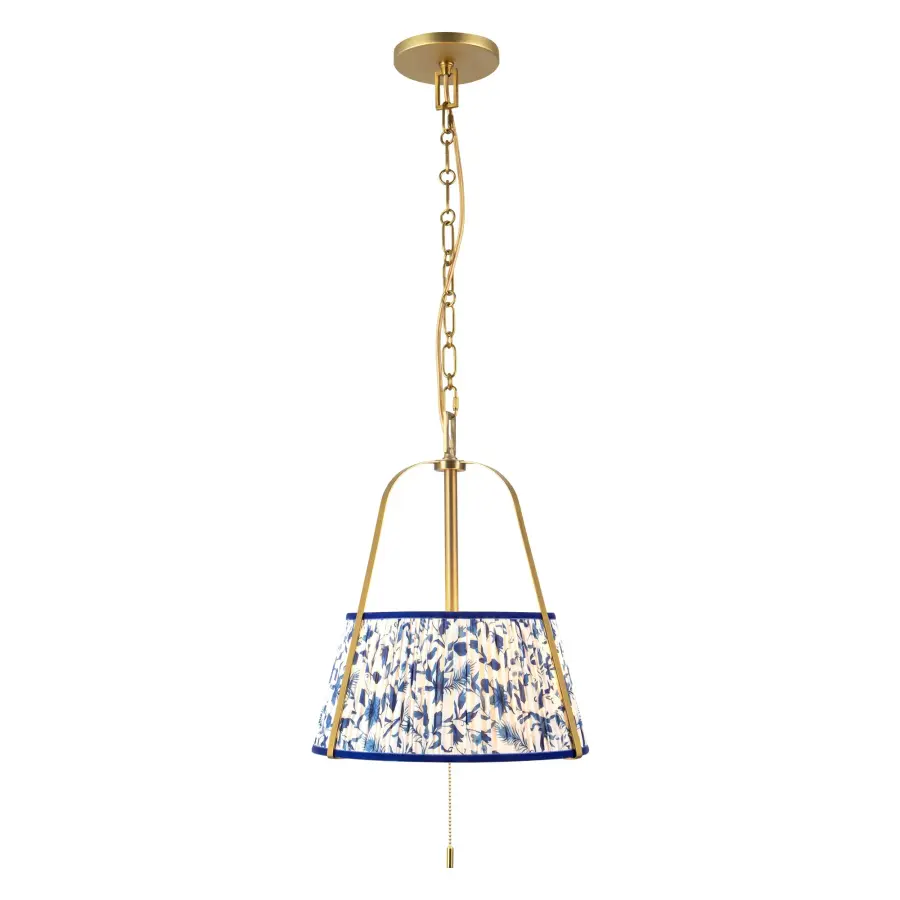 Scout 13-Inch Pendant in Matte Black with Blue Linen Shade - Image 16
