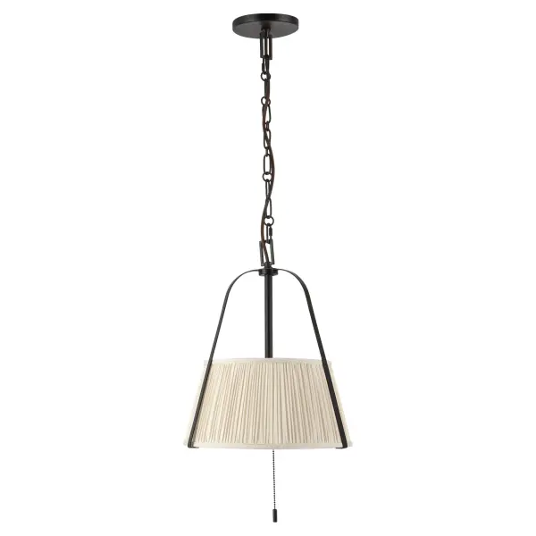 Scout 13-Inch Pendant in Matte Black with Blue Linen Shade - Image 20
