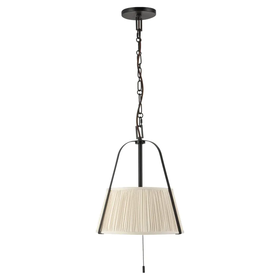Scout 13-Inch Pendant in Matte Black with Blue Linen Shade - Image 20