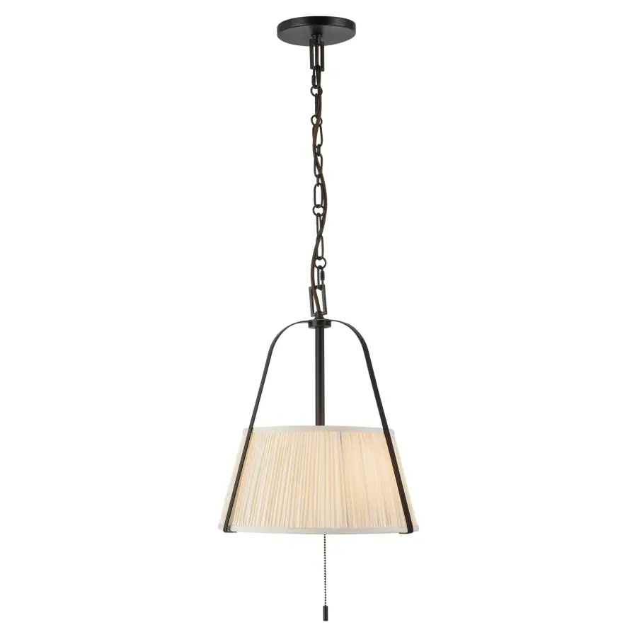 Scout 13-Inch Pendant in Matte Black with Blue Linen Shade - Image 21