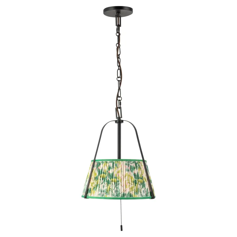 Scout 13-Inch Pendant in Matte Black with Blue Linen Shade - Image 25