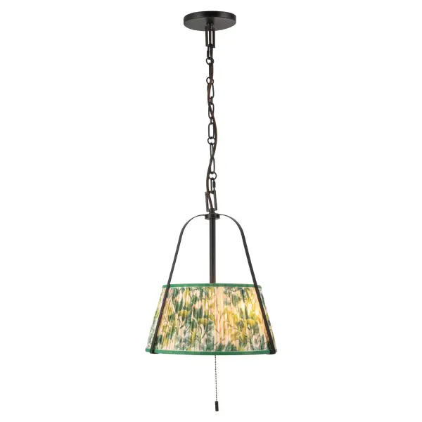 Scout 13-Inch Pendant in Matte Black with Blue Linen Shade - Image 26