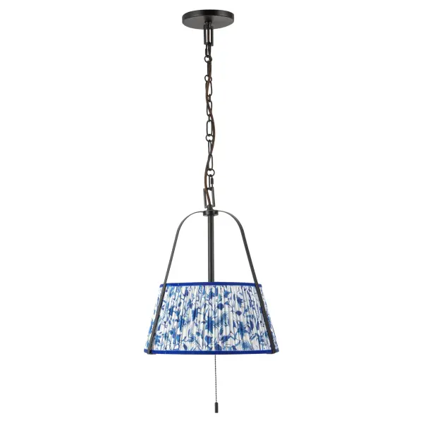 Scout 13-Inch Pendant in Matte Black with Blue Linen Shade - Image 29