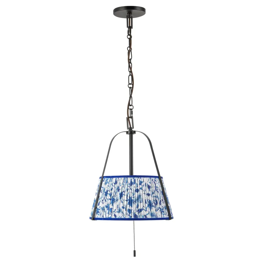 Scout 13-Inch Pendant in Matte Black with Blue Linen Shade - Image 29