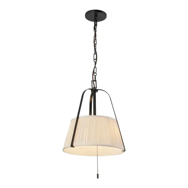 Scout 13-Inch Pendant in Matte Black with Blue Linen Shade - Image 4