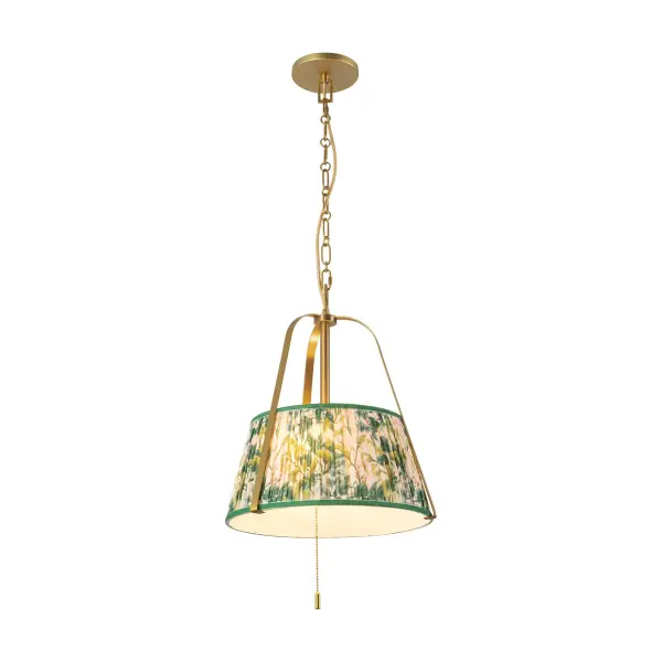 Scout 13-Inch Pendant in Matte Black with Blue Linen Shade - Image 6