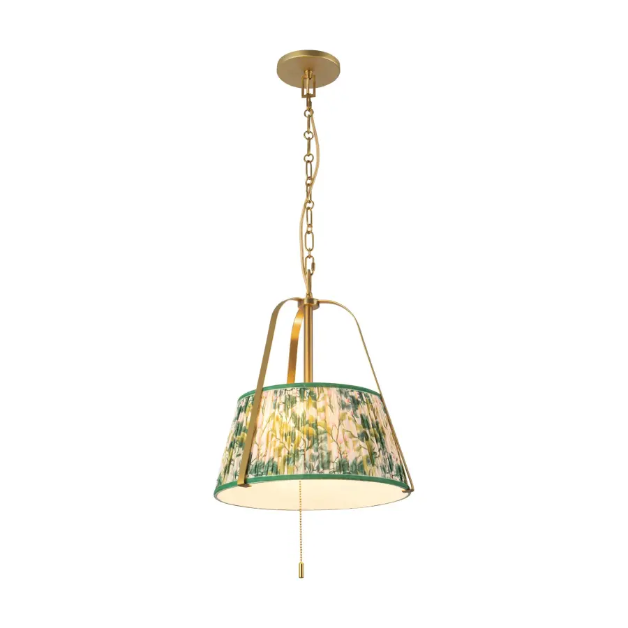 Scout 13-Inch Pendant in Matte Black with Blue Linen Shade - Image 6