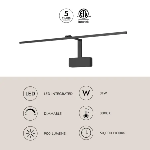 Vega Minor 34-Inch Picture Light in Vintage Brass - Image 6