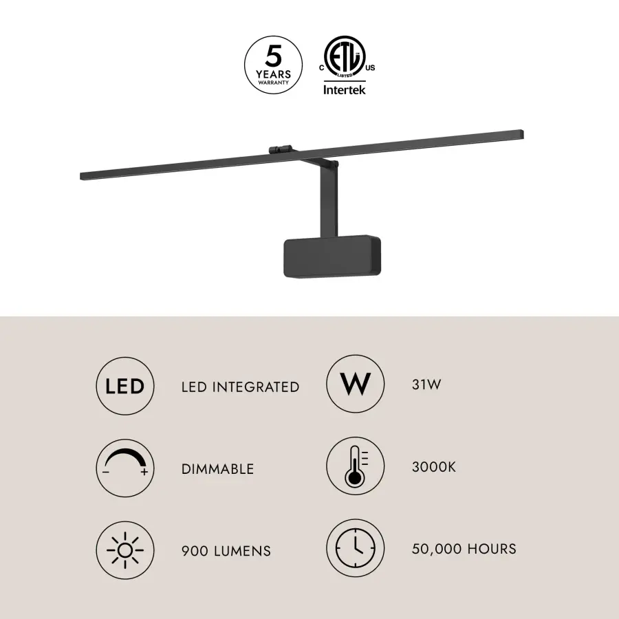 Vega Minor 34-Inch Picture Light in Vintage Brass - Image 6