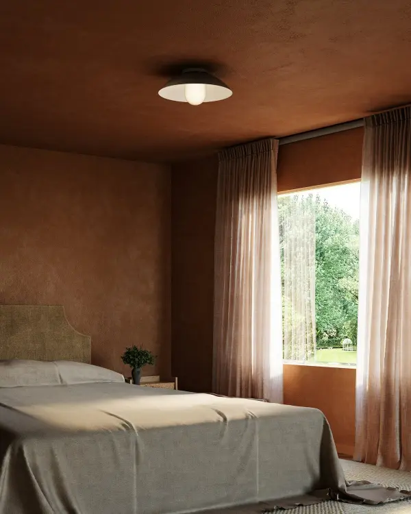 The Umbra Semi-Flush Mount combines modern umbrella-inspired design with practical functionality. Its 14-inch diameter and 6-inch height make it perfect for spaces with lower ceilings, while the vintage brass and opal glass pairing delivers warm, sophisticated ambiance. - alternate view