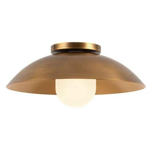 Umbra 14" Semi-Flush Mount in Vintage Brass with Opal Glass - Image 3