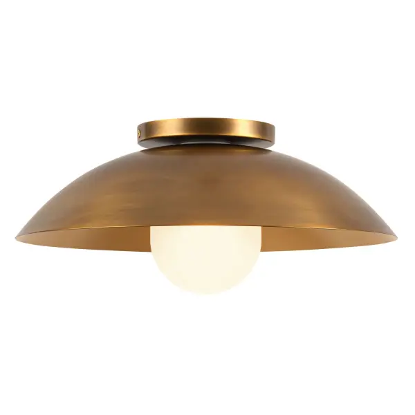 Umbra 14" Semi-Flush Mount in Vintage Brass with Opal Glass - Image 6