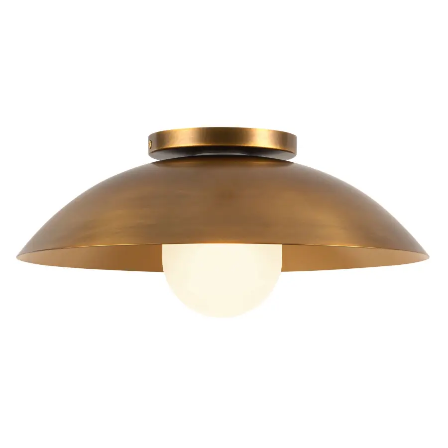 Umbra 14" Semi-Flush Mount in Vintage Brass with Opal Glass - Image 6