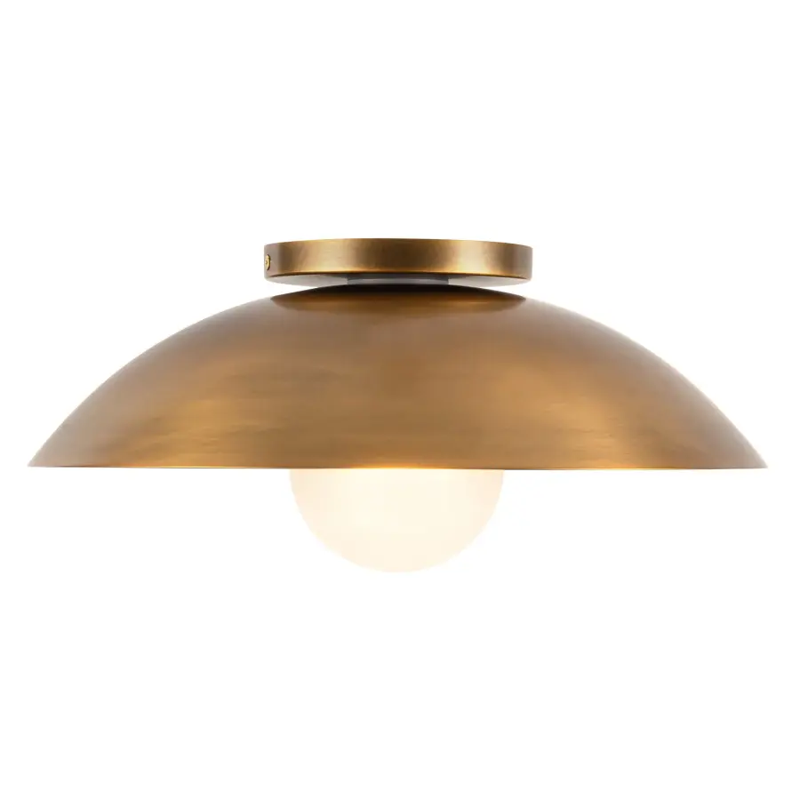 Umbra 14" Semi-Flush Mount in Vintage Brass with Opal Glass - Image 8