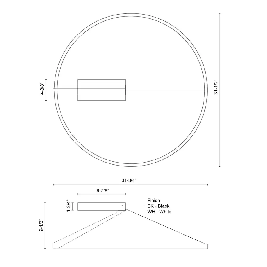 Roda 31-Inch Semi-Flush Mount in White - Image 7