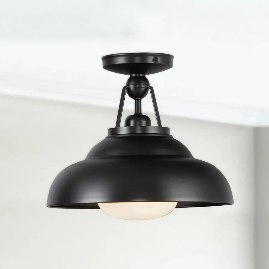Palmetto 12-Inch Semi-Flush Mount in Polished Nickel - Image 3