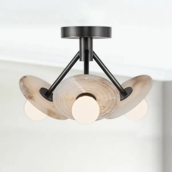 Dahlia 13-Inch Semi-Flush Mount in Vintage Brass - Image 2