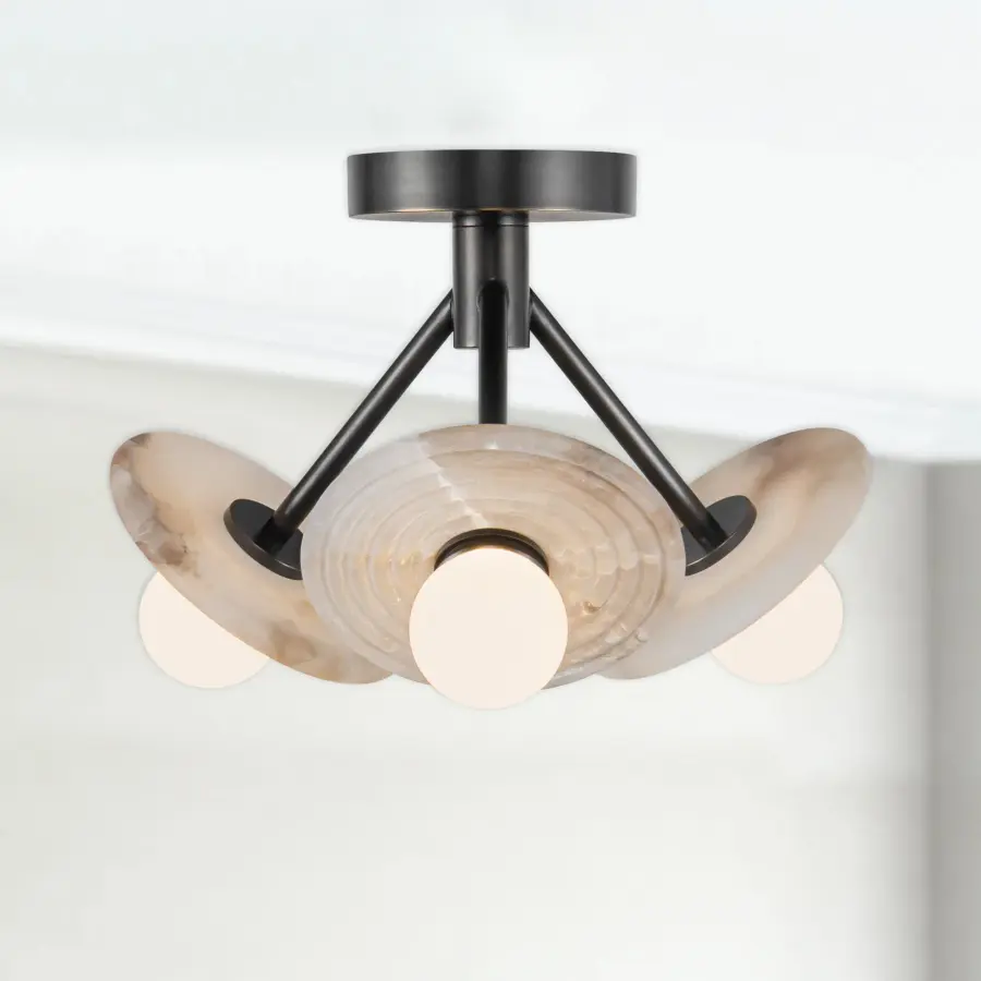 Dahlia 13-Inch Semi-Flush Mount in Vintage Brass - Image 2