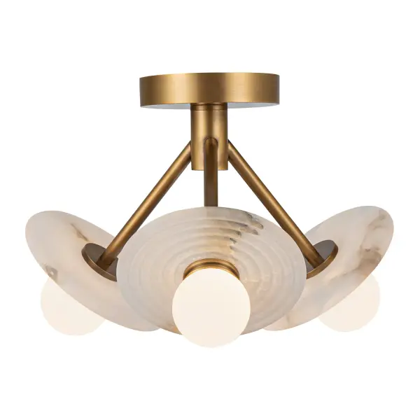 Dahlia 13-Inch Semi-Flush Mount in Vintage Brass - Image 5