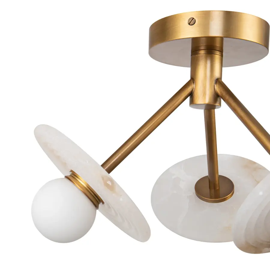 Dahlia 13-Inch Semi-Flush Mount in Vintage Brass - Image 6