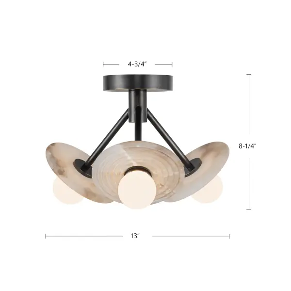 Dahlia 13-Inch Semi-Flush Mount in Vintage Brass - Image 7