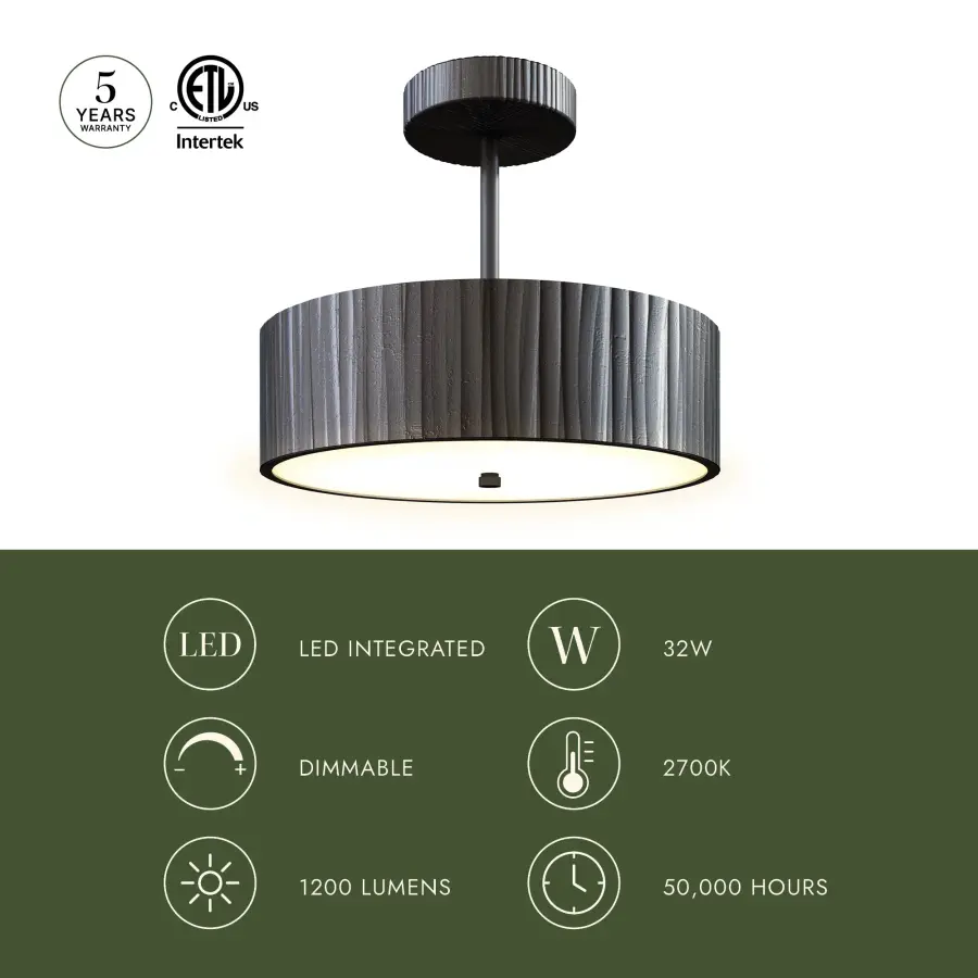 Kensington 12-Inch Semi-Flush Mount in Urban Bronze - Image 5