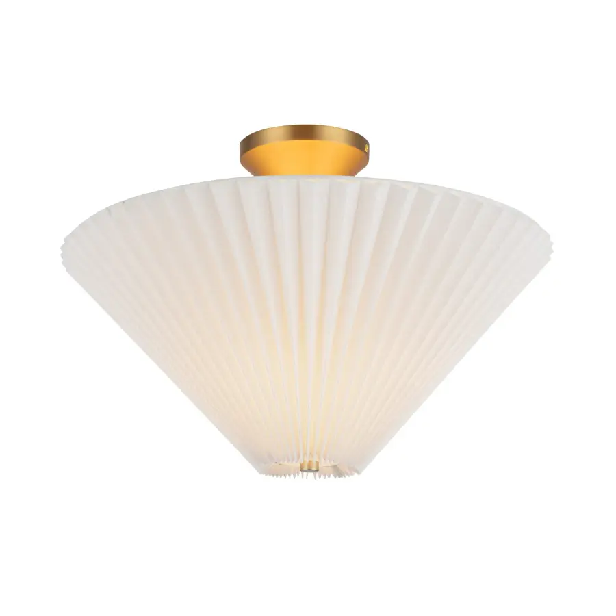 Modern Semi-Flush with Striking Triangular Design & Soft Fabric Shade - Image 2