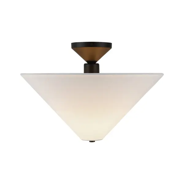 Modern Semi-Flush with Striking Triangular Design & Soft Fabric Shade - Image 14