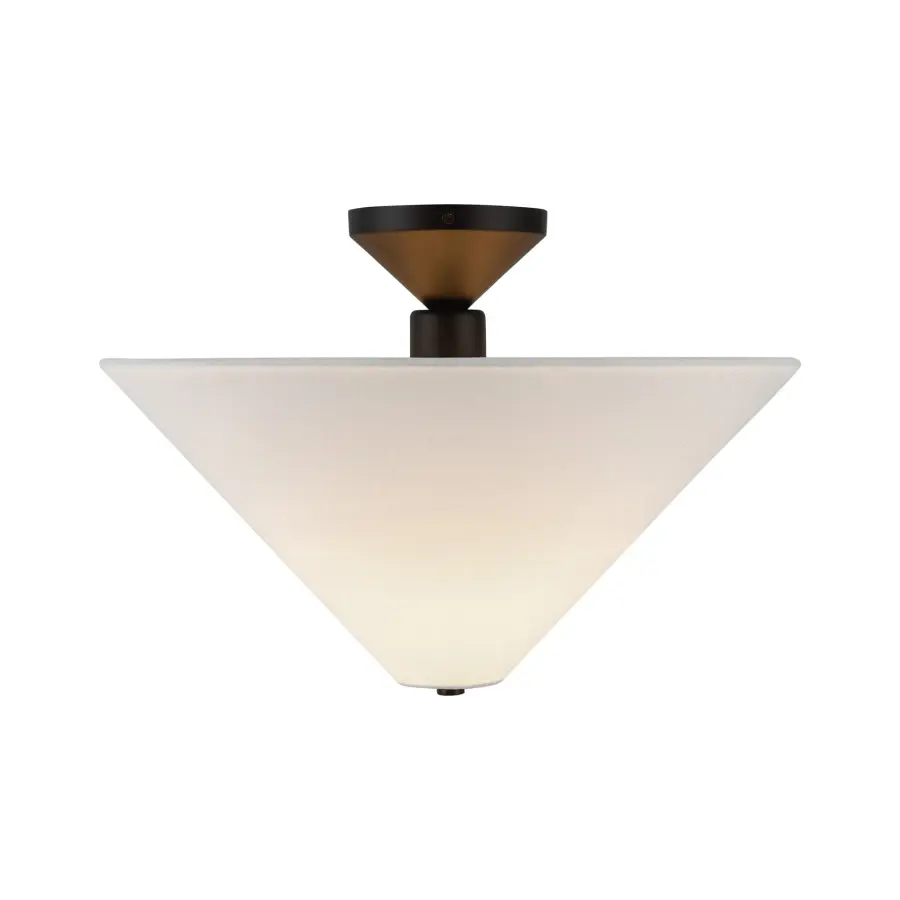 Modern Semi-Flush with Striking Triangular Design & Soft Fabric Shade - Image 14