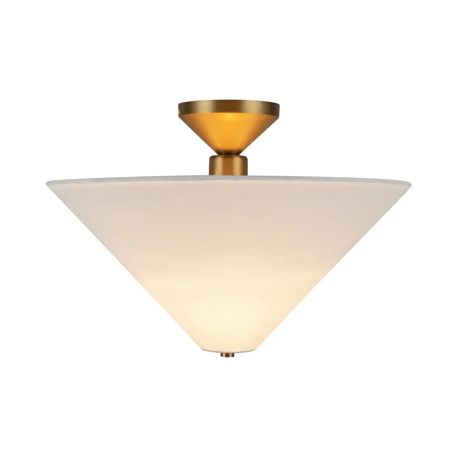Modern Semi-Flush with Striking Triangular Design & Soft Fabric Shade - Image 18