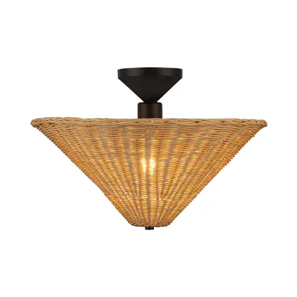 Modern Semi-Flush with Striking Triangular Design & Soft Fabric Shade - Image 10