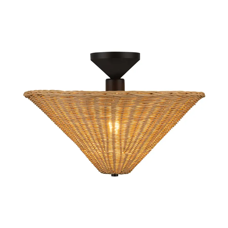 Modern Semi-Flush with Striking Triangular Design & Soft Fabric Shade - Image 10