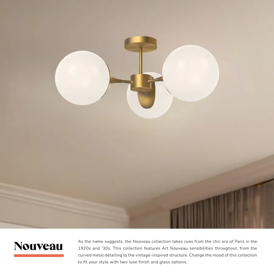 Nouveau 26-Inch Semi-Flush Mount in Aged Gold - Image 8
